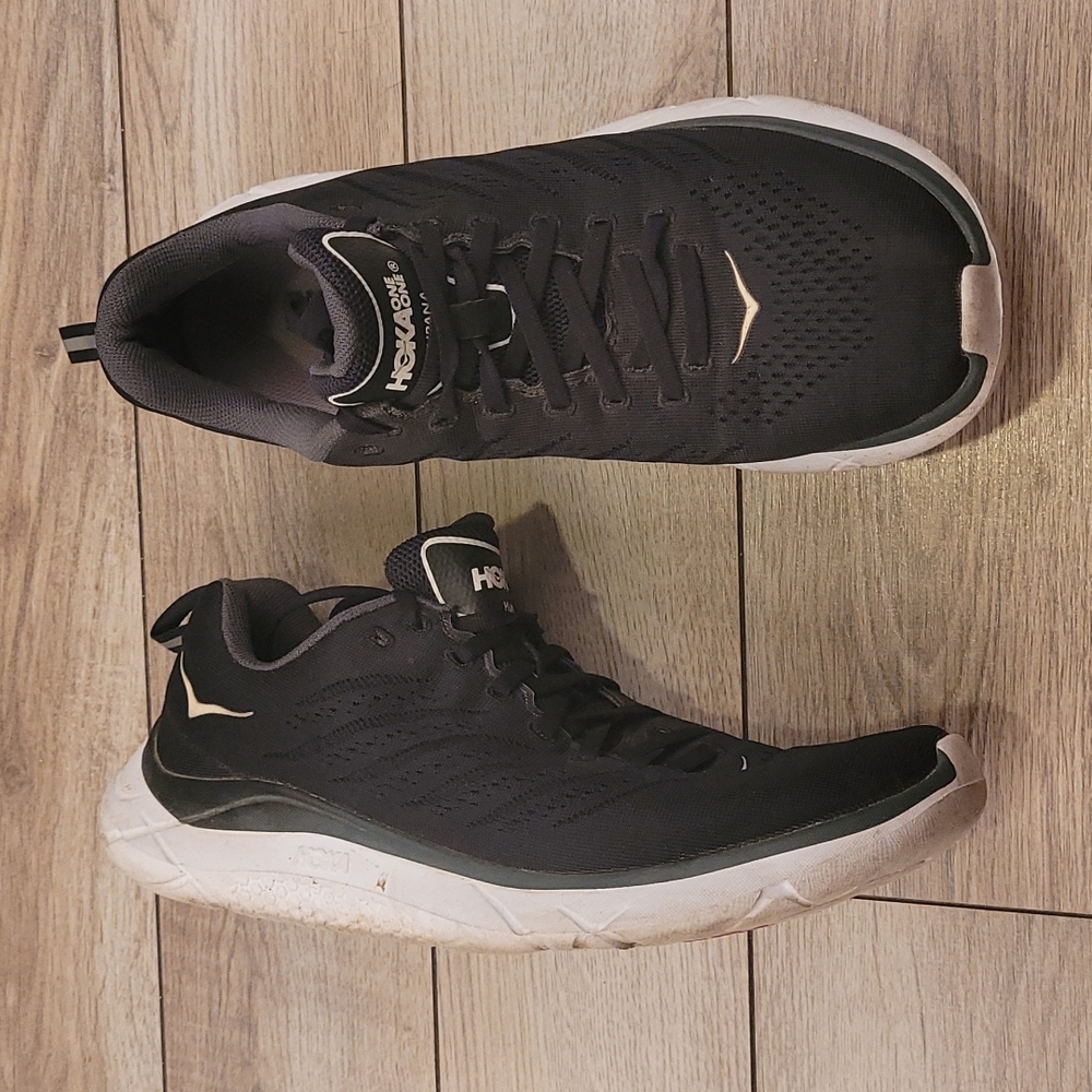 HOKA W Hupana EM Black White Sz‎ 9.5 Womens Running Athletic Shoes Sneakers